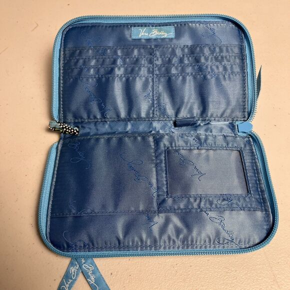 Vera Bradley Bali Blue Zip Around Wallet Organizer Floral 100% Cotton 8" x 5" - Picture 14 of 16